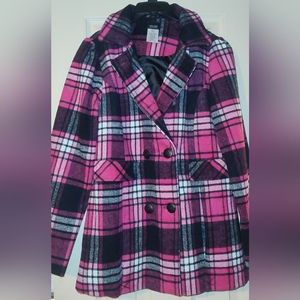 Holiday Edition Girls Pink Plaid Peacoat